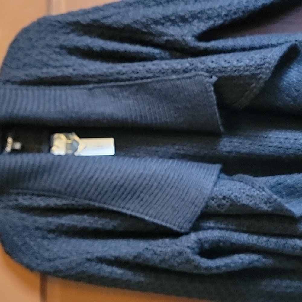 APT 9-Black Wool blend open front Asymmetrical sweater Size XL. NWT. - Picture 2 of 9